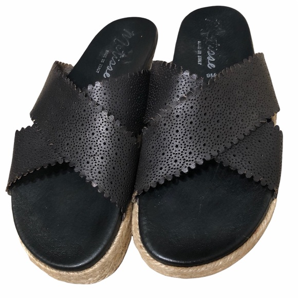 MATISSE Leather Sandals Espadrilles Sz 9M Black - Picture 2 of 10